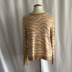 a new day Zebra Patterned Sweater in Tan and Cream / L